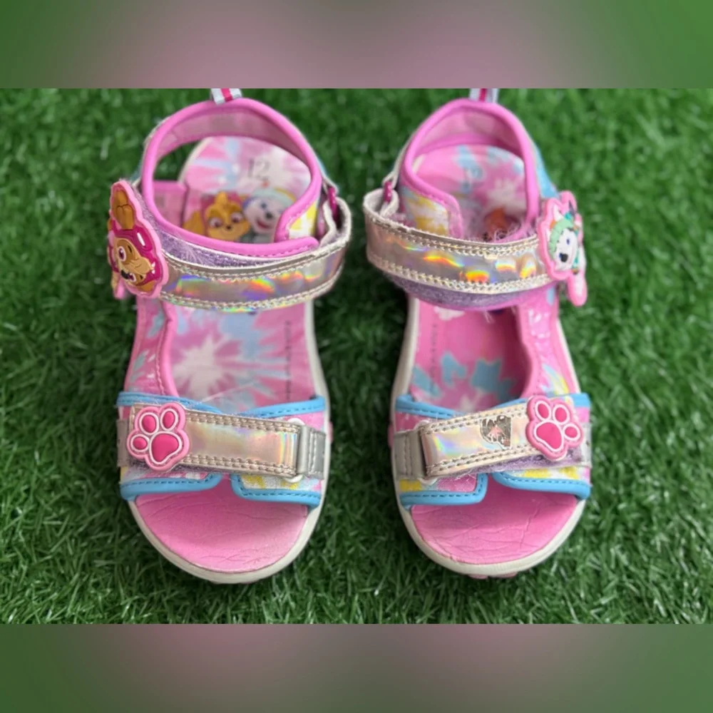 Pink and Silver Kids Sandals Size 12‎